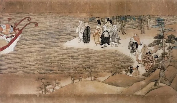 《東征傳繪卷》卷一 第四段:日本遣唐使來(lái)朝（局部）