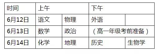 2022年湖南省高中學考考試時間、科目安排表