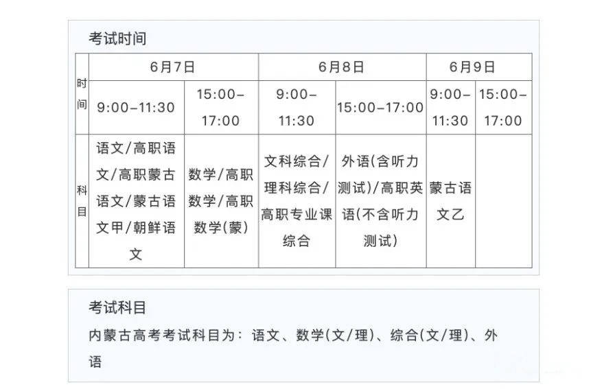 2022年內(nèi)蒙古高考時(shí)間安排,內(nèi)蒙古高考時(shí)間2022具體時(shí)間表