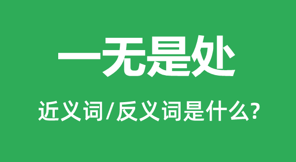 一無是處的近義詞和反義詞是什么,一無是處是什么意思