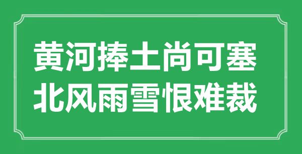 “黃河捧土尚可塞，北風(fēng)雨雪恨難裁”的意思出處及全詩賞析