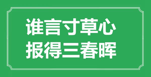 “誰言寸草心，報得三春暉”是什么意思,出處是哪里