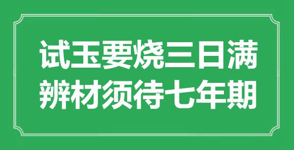 “試玉要燒三日滿，辨材須待七年期”是什么意思,出處是哪里