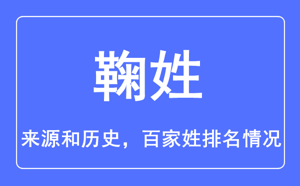 鞠姓的來源和歷史,鞠姓在百家姓排名第幾？