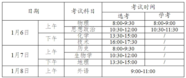 2023年浙江高中各科會(huì)考時(shí)間安排一覽表