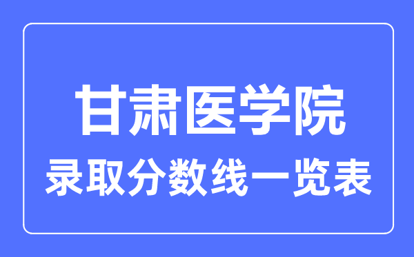 2023年高考多少分能上甘肅醫(yī)學(xué)院？附各省錄取分?jǐn)?shù)線
