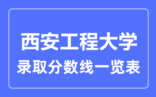 2023年高考多少分能上西安工程大學(xué)？附各省錄取分?jǐn)?shù)線