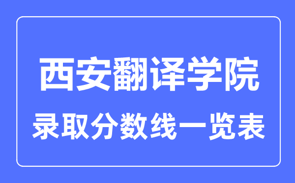 2023年高考多少分能上西安翻譯學院？附各省錄取分數線