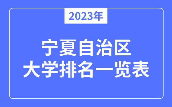 2023年寧夏自治區大學排名一覽表,寧夏各所大學最新排行榜