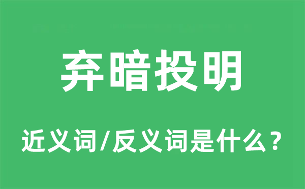 棄暗投明的近義詞和反義詞是什么,棄暗投明是什么意思