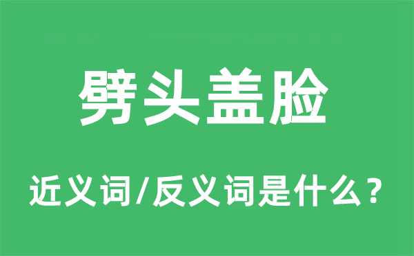 劈頭蓋臉的近義詞和反義詞是什么,劈頭蓋臉是什么意思