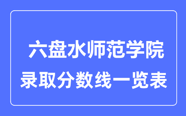 2023年高考多少分能上六盤水師范學院？附各省錄取分數線