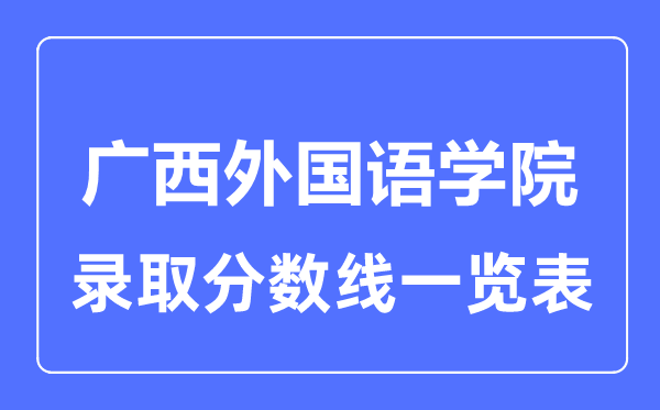 2023年高考多少分能上廣西外國語學院？附各省錄取分數線