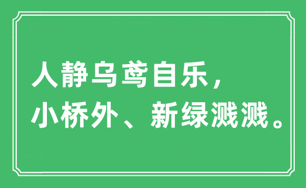 “人靜烏鳶自樂，小橋外、新綠濺濺”是什么意思,出處及原文翻譯