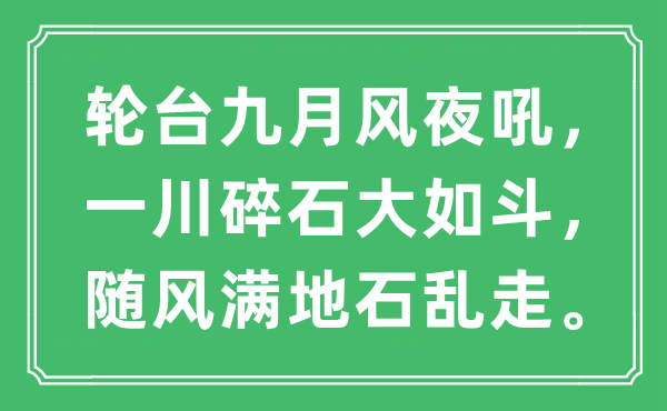 “輪臺九月風夜吼，一川碎石大如斗，隨風滿地石亂走”是什么意思,出處及原文翻譯