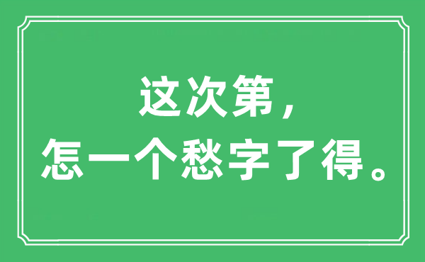 “這次第，怎一個(gè)愁字了得”是什么意思,出處及原文翻譯