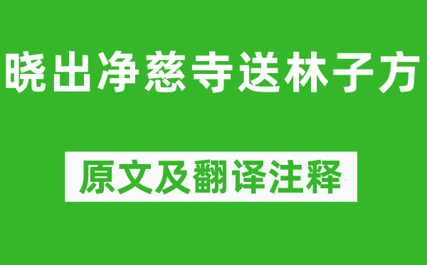 楊萬里《曉出凈慈寺送林子方》原文及翻譯注釋,詩意解釋