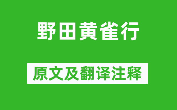 曹植《野田黃雀行》原文及翻譯注釋,詩意解釋