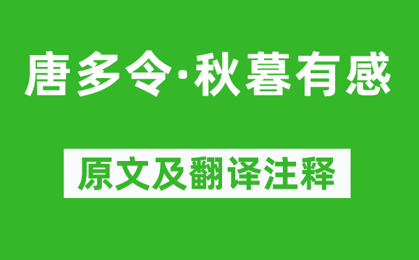 陳允平《唐多令·秋暮有感》原文及翻譯注釋,詩意解釋