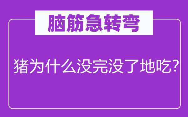 腦筋急轉彎：豬為什么沒完沒了地吃？