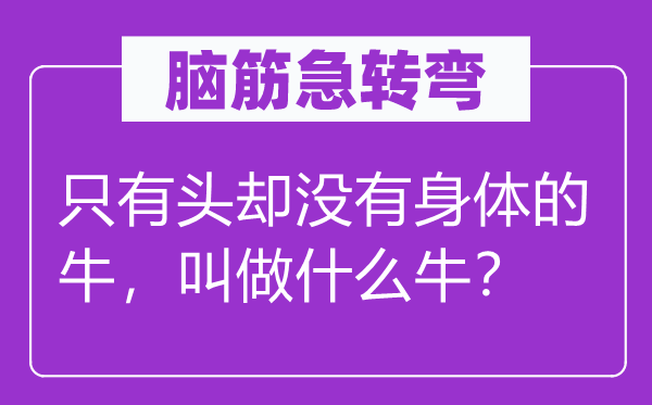 腦筋急轉彎：只有頭卻沒有身體的牛，叫做什么牛？