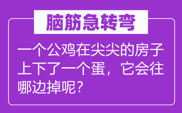 腦筋急轉彎：一個公雞在尖尖的房子上下了一個蛋，它會往哪邊掉呢？