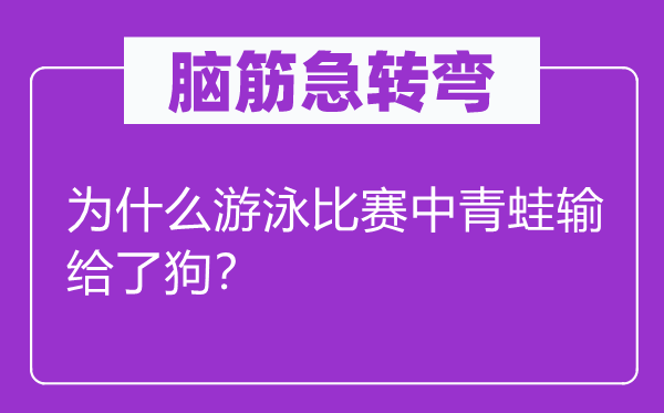 腦筋急轉彎：為什么游泳比賽中青蛙輸給了狗？