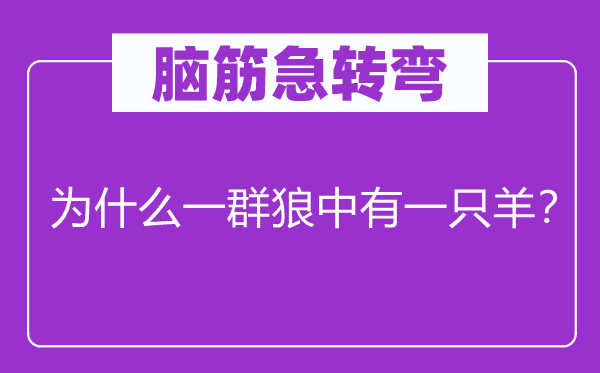 腦筋急轉(zhuǎn)彎:為什么一群狼中有一只羊?