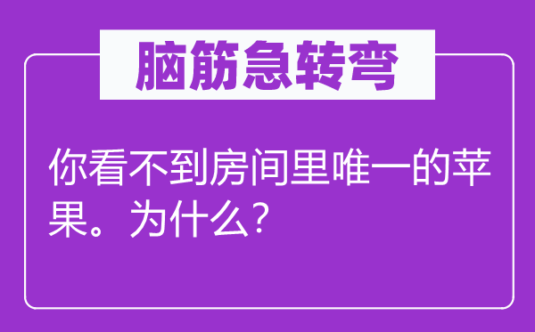 腦筋急轉彎：你看不到房間里唯一的蘋果。為什么？