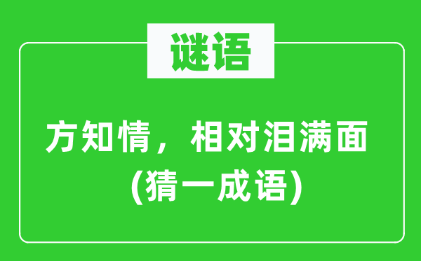 謎語：方知情，相對淚滿面(猜一成語)