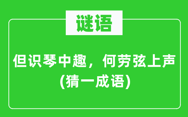 謎語：但識琴中趣，何勞弦上聲(猜一成語)