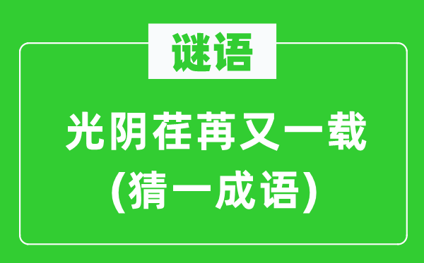 謎語：光陰荏苒又一載(猜一成語)