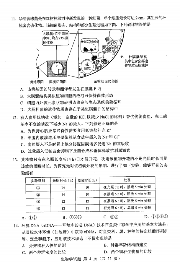 新高考2024七省聯考生物試卷及答案解析
