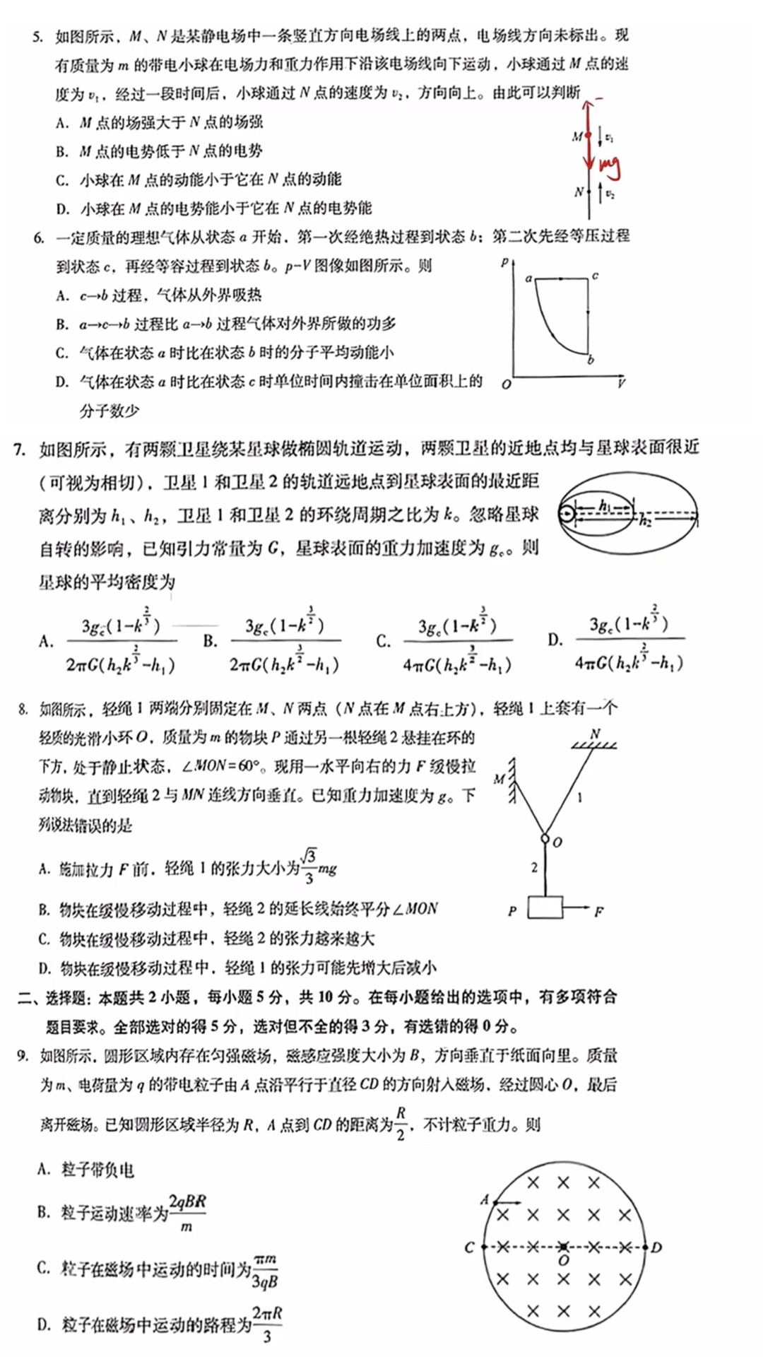新高考2024七省聯(lián)考物理試卷及答案解析