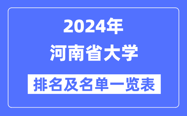 2024河南省大學排名及名單一覽表（最新57所）