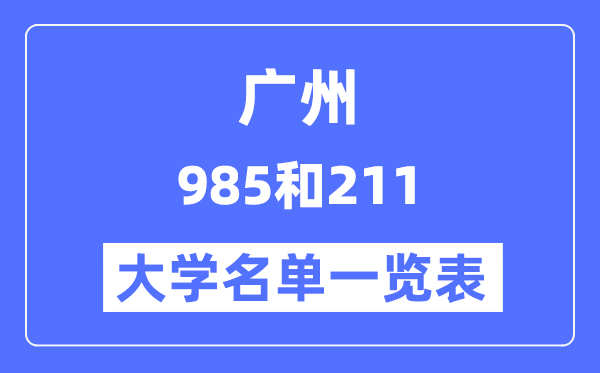 廣州有哪些大學是985和211,廣州985和211高校名單一覽