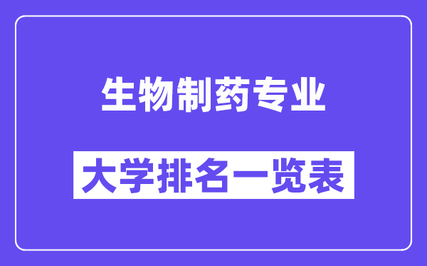 全國生物制藥專業大學排名一覽表（最新排行榜）