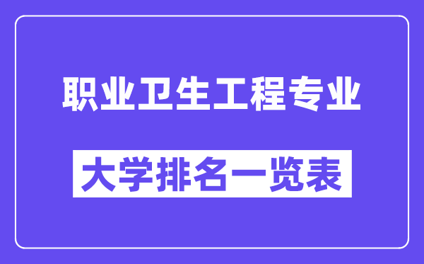 全國職業衛生工程專業大學排名一覽表（最新排行榜）