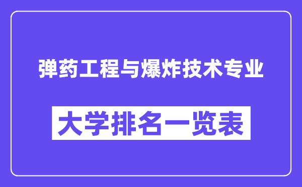 全國彈藥工程與爆炸技術專業大學排名一覽表（最新排行榜）