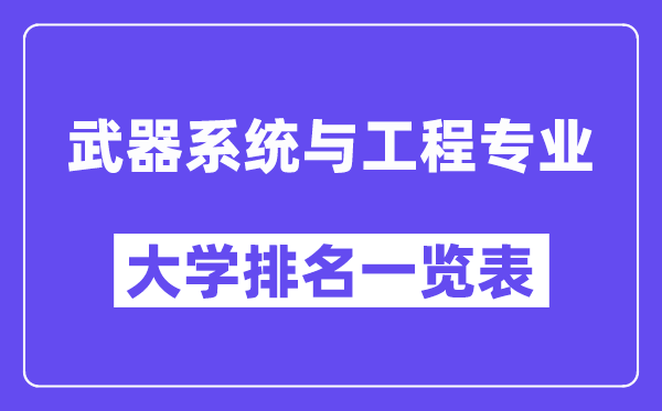 全國武器系統與工程專業大學排名一覽表（最新排行榜）