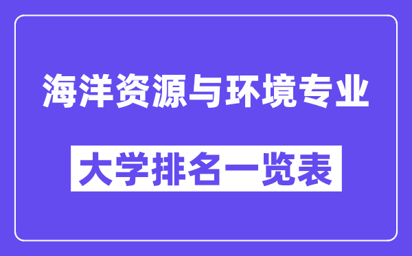 全國海洋資源與環境專業大學排名一覽表（最新排行榜）
