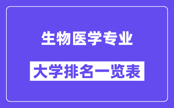全國(guó)生物醫(yī)學(xué)專業(yè)大學(xué)排名一覽表（最新排行榜）