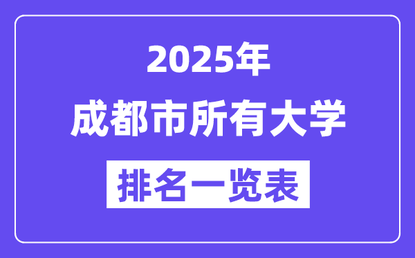 2025年成都市所有大學排名一覽表（59所完整版）