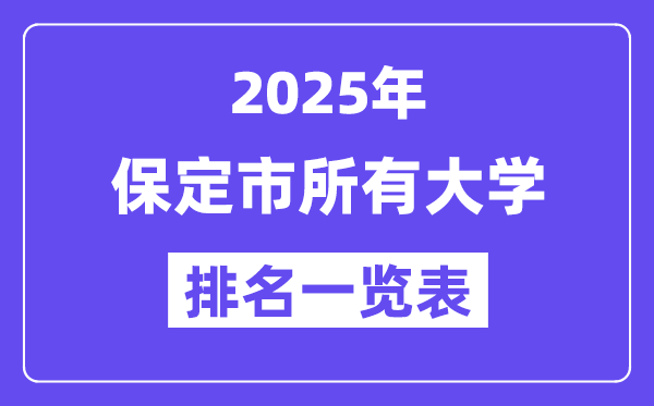 2025年保定市所有大學(xué)排名一覽表（15所完整版）