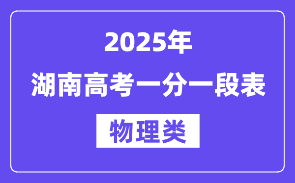 2025湖南高考一分一段表（物理類）位次排名查詢