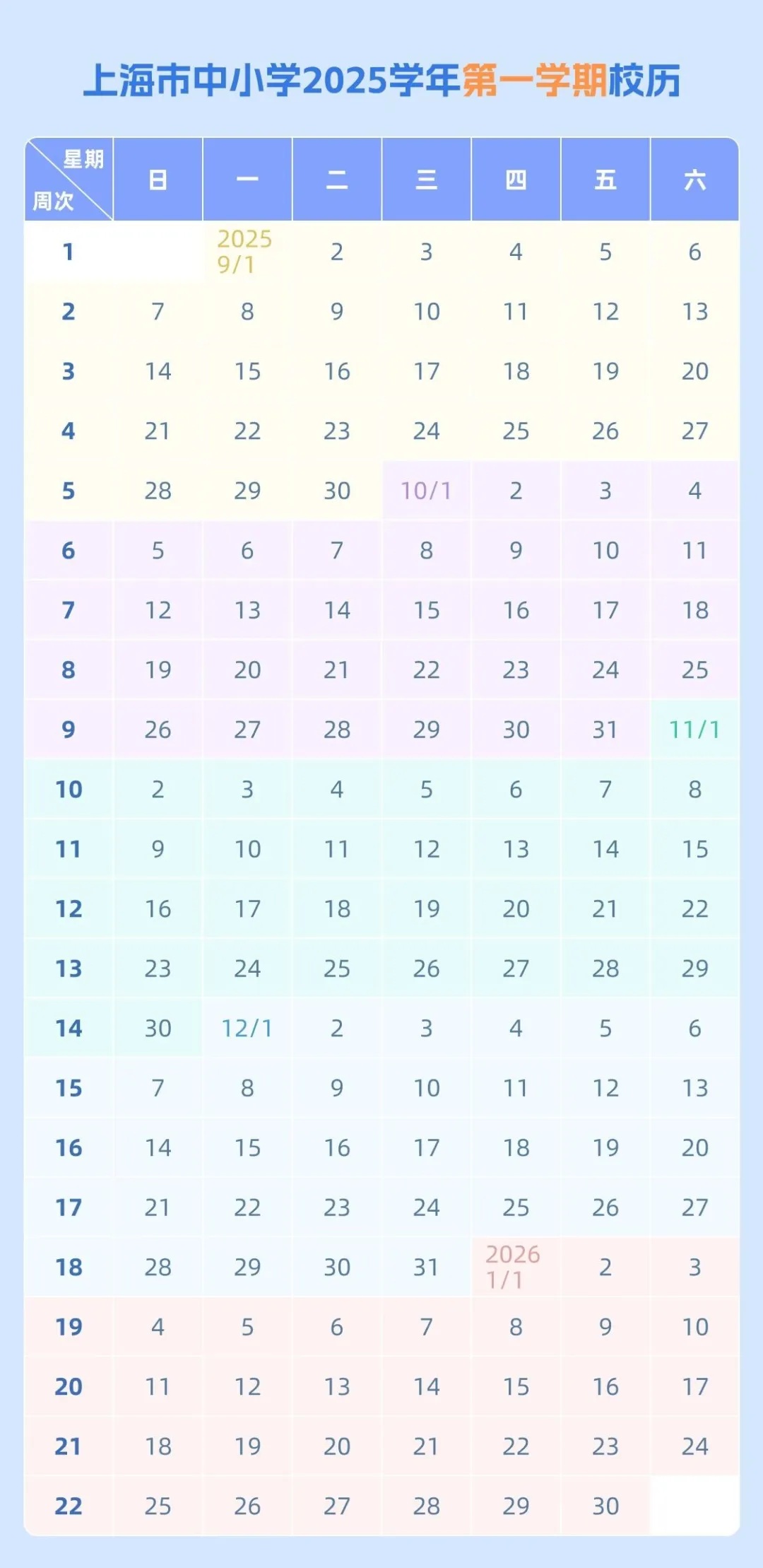 2026年上海中小學寒假放假時間表,上海寒假放多少天